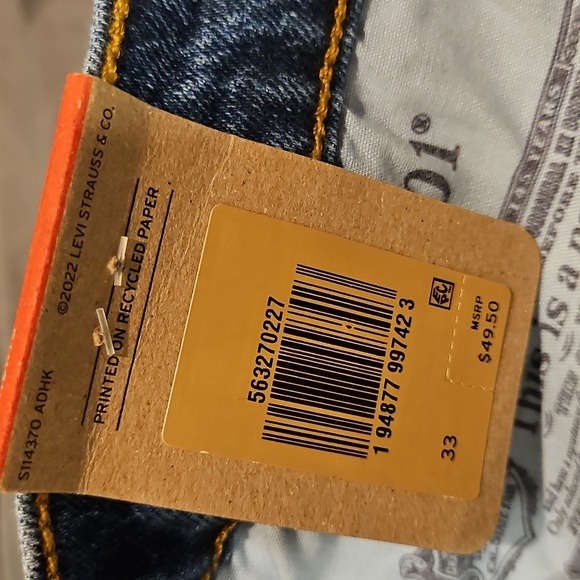 NWT Levi's 501 Button Fly High Rise denm cut off jean shorts sz.33 - Picture 4 of 9